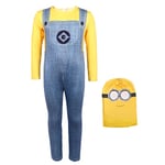 Minions Cosplay Halloween Kostym Barn Fancy Dress Beanie Hatt Jumpsuit Outfit 150cm