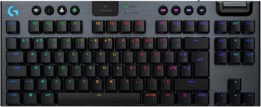 G915 X LIGHTSPEED TKL Clavier gaming sans fil ultra-plat, touches PBT double couche, touches entièrement programmables, rétroéclairage RVB, GL Blue Clicky - PC/Mac, FRA AZERTY - Noir