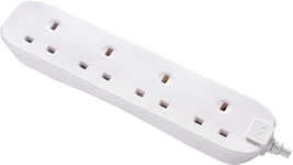 Masterplug BFG110N-MP Four Socket Long Extension Lead, 1 Metre, White