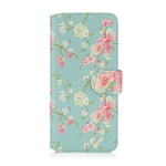 32nd Floral Series 2.0 - Design PU Leather Book Wallet Case Cover for Motorola Moto E7 Plus, Designer Flower Pattern Wallet Style Flip Case With Card Slots - Spring Blue