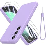 THIYUFUNS Silicone Liquide Coque pour Samsung Galaxy S23 FE 5G avec 2 Verre trempé,Intérieur Microfibre Etui de Protection Contre Les Chutes Antichoc Housse pour Samsung Galaxy S23 FE 5G - Violet