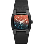 Diesel Montre pour homme Cliffhanger, mouvement à trois aiguilles, boîtier en acier inoxydable noir de 36 mm avec bracelet en cuir, DZ2000