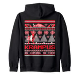 Krampus Is Coming To Town Christmas Funny Ugly Christmas Zip Hoodie