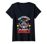 Womens My Students Are Out Of This World Funny Science Teacher V-Neck T-Shirt