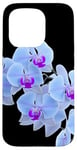 Coque pour iPhone 15 Pro Magnifique orchidée bleue Phalaenopsis en forme de mania