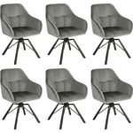 Woltu - Chaise Pivotante à 360°, Lot de 6, Chaise Salle à Manger Scandinave, Fauteuil de Cuisine en Velours, Gris Foncé