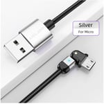Android Usb Cable Fast Charger 180 Degree Rotation Silver 0.5m