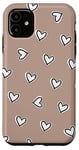 Coque pour iPhone 11 Beige Hearts Pattern Trendy Valentine Theme