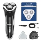 SweetLF Electric Shavers Men Wet and Dry Shaver Rechargeable Cordless Men Razor IPX7 Waterproof with Beard Trimmer LED Display Shaver Net Replacement (3 Blades) 60mins Quick Adapter for Home Travel