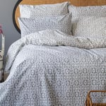 LERUUM Grey King Size Duvet Cover Set Cotton Bedding Reversible Greek Key Geometric Pattern Quilt Cover Bed Set (Grey White Kingsize Bedding)