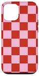 Coque pour iPhone 15 Rouge et rose à carreaux rose rouge à carreaux rose et rouge