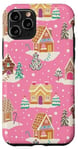 iPhone 11 Pro Preppy Pink Christmas Gingerbread House and Xmas Tree Winter Case