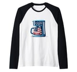 Patriotic coffee bean and maker costume Raglan Baseball Tee