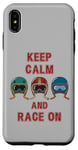 Coque pour iPhone XS Max Casque rétro vintage, Go Kart Car Racing, Keep Calm & Race On