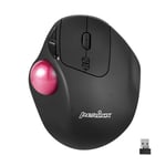 Perixx PERIMICE-717PKB Wireless Trackball Mouse, Build-in 1.34 Inch Glossy Trackball with Pointing Feature - 5 Programmable Buttons - Black Body - Pink Ball