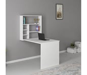 Työpöytä hyllyllä SEDIR 154,2x90 cm valkoinen
