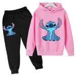 Lilo Stitch Träningsoverall för barn Hoodie Byxor Set Träningsoveraller -a Pink 140cm