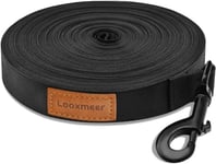 Looxmeer Longe pour Chien, 3m / 5m / 10m / 15m / 20m / 25m / 30m, Laisse de Dressage pour Chien, Laisse Longue pour Chien avec Poignée pour Chiens de Petites à Grandes Taille, Noir