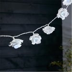 Solar Rose Flower LED 10 White String Lights 2m Eco Friendly Garden Decor 1638