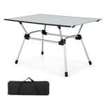 Table De Camping Pliante En Aluminium Pour 4-6 Personnes Charge 50 Kg Plateau Enroulable À Latte Et Sac De Transport Argent Helloshop26 20_0005170