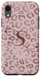 Coque pour iPhone XR Letter S Initial Leopard Rose Pink Cheetah Monogram