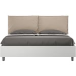 Lit coffre 160x190 avec coussins simili cuir gris tourterelle Egos Antea