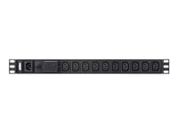 Aten Basic Pdu Pe0118sg - Strømfordelerenhet (Kan Monteres I Rack) - Ac 100-240 V - 2400 Va - Inngang: Iec 60320 C14 - Utgangskontakter: 18 (18 X Iec 60320 C13) - 1U - 3.05 M Kabel