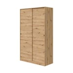 Armoire Waterbury, Armoire de chambre avec 2 portes coulissantes, Armoire avec 4 Etageres et tringle, 120x50h200 cm, Chêne Nodi