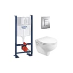 Grohe - Pack wc autoportant + wc suspendu kolo by Geberit + Abattant en Duroplast + Plaque chrome (ProjectRekord-1)