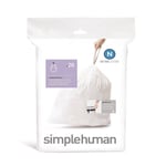 Simplehuman Quality Sure Fit 'N' Bin Liner Rolls, 45-50 Litre - 20 Pack