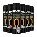 AXE Déodorant Homme Spray Magnum Gold Caramel Billionnaire, 48h non-stop frais, Parfum de caramel gourmand (Lot de 6x200ml)