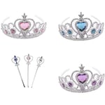 Klänning Upp Tiara Crown Set Prinsessa Kostym Fest Tillbehör för Barn/Flicka/Småbarn (Blå + Rosa + Lila)