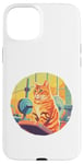 iPhone 15 Plus Cute Fit Orange Cat Sitting on Gym Lifting Bench Case