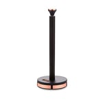 Tower T826133BLK Cavaletto Towel Pole Kitchen Roll Holder with Soft Underliner, Black and Rose Gold