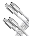 Anker USB C to USB C Charger Cable, New Nylon USB-C to C Cable (6 ft, 2-Pack), 60W (3A) for iPhone 16/15 Series, iPad mini 6/Pro 2021, MacBook Pro 2020, Galaxy S23, Switch(Silver)