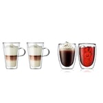 BODUM Canteen Double Wall Glass Set, Mouth Blown Borosilicate Glass - 0.4 L, Pack of 2 & 4559-10 PAVINA Double Walled Thermo Glasses, 0.35 L, 12 oz, Pair