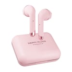 Happy Plugs Air 1 Plus Earbud Wireless Headphones – TRUE WIRELESS – 100dB – Sweat-Resistant – 30 mAh Battery in Each Earphone – 450 mAh Battery in Charging Case – Pink