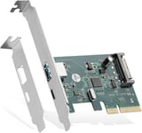 Bin Carte d'extension PCIE vers USB 3.2 Gen2 10 Gbps, 2 ports 10 Gbps USB Type-A et Type-C, alimentation autonome, support à profil bas, adaptateur de contrôleur USB3.2 pour Windows 10/11