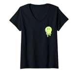 Womens Today Is The Day Yellow Neon Dripping Smiley Front & Back V-Neck T-Shirt