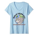 Womens World Rhino Day Let's Save The Rhino Cool Rhinoceros Graphic V-Neck T-Shirt