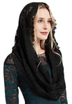 YHDDYG Mantilla Veil Catholic Mass veil Catholic Church Mantilla Lace Headcovering for Church S97 - Black - One Size