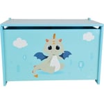 Coffre a jouets en bois LEON LE DRAGON - FUN HOUSE - e 40 x 58 x 36 cm - Bleu