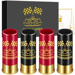 Racing Car Plastic Shot Glasses, Racing Car Gift, Bulk Set of 4 with Gift Box, Men Women Racing Fans Wedding Party Birthday Gifts, 12GA Small Bullet Shot Cups for Whiskey Vodka Liquor, Black+Red