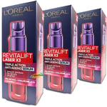 3x Loreal Revitalift Laser X3 Triple Action Anti Ageing Serum 30ml