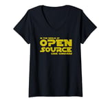 Womens Software Developer In The Realm Of Open Source Code Conquers V-Neck T-Shirt
