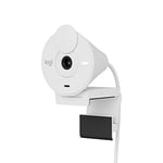 Logitech Brio 300 Full HD Webcam with Privacy Shutter, Noise Reduction Microphone, USB-C, Ceritified for Zoom, Microsoft Teams, Google Meet, Auto Light Correction, Streaming Webcam - White