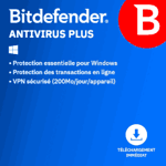 Bitdefender Antivirus Plus - 3 PC - Renouvellement 1 an - Offre privilège 2