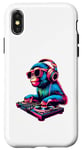 Coque pour iPhone X/XS Retro Monkey Dj Music Lover Headphones Disc Jockey