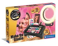 Clementoni- Crazy Chic Make-Up Studio: Illuminated Make-Up Set with Washable Cosmetics & Professional Brushes for Kids (6+ Years )