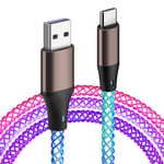 Câble USB C Lumineux 1M Charge Rapide Câble USB Type C Compatible avec iPhone 16 Pro Max 15 15 Pro Samsung Galaxy S24 Ultra S23 Z Flip 5 Note 20/10 Ultra iPad Pro Air MacBook Pro Coloré